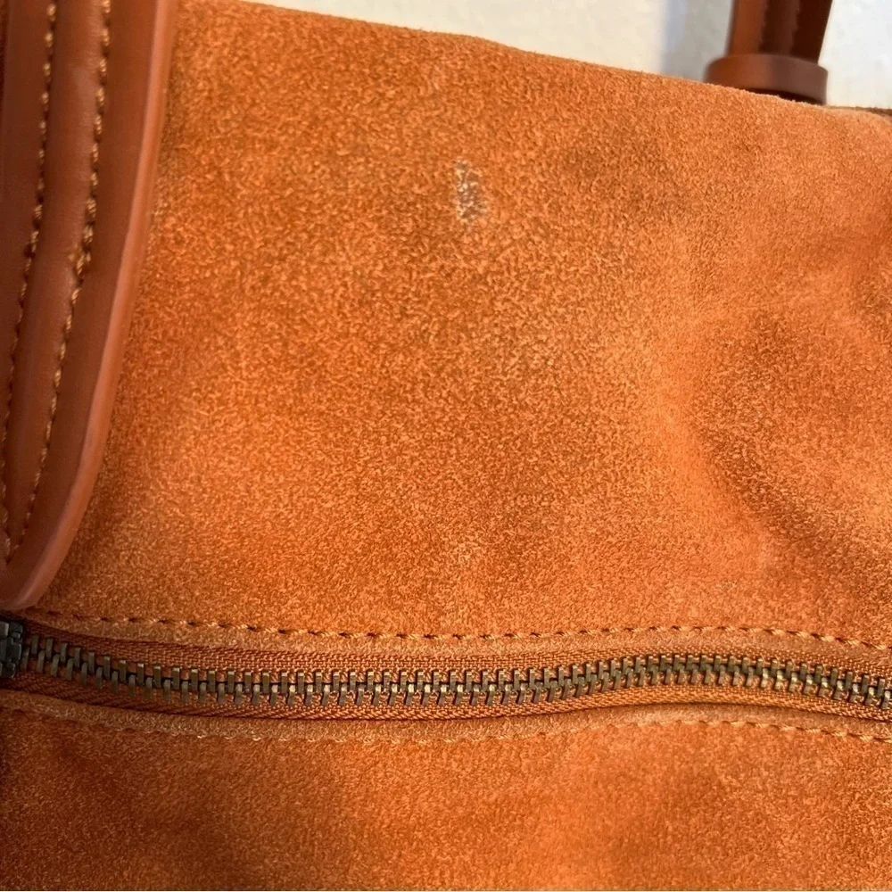 Shiraleah Chicago Marlow Satchel Bag Vegan Suede Tan Rust Fringe Details Zip
